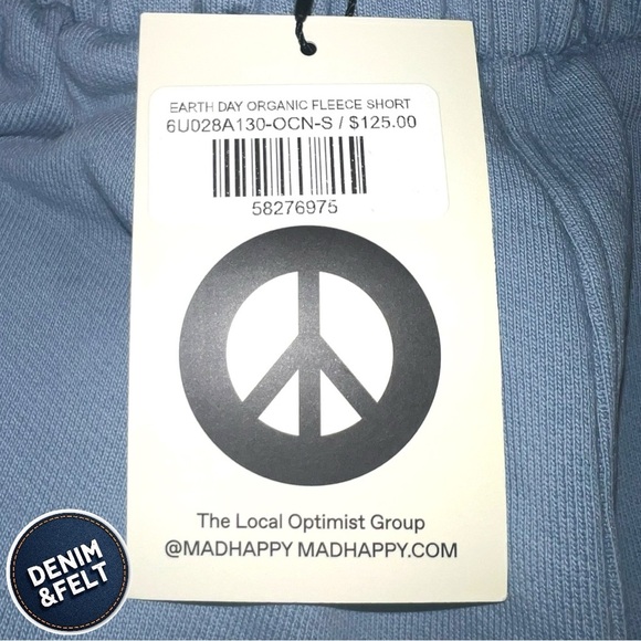MadHappy Unisex Ocean Blue EARTH DAY ORGANIC FLEECE Lounge SHORT | NEW/NWT!!🌎 - Picture 8 of 15